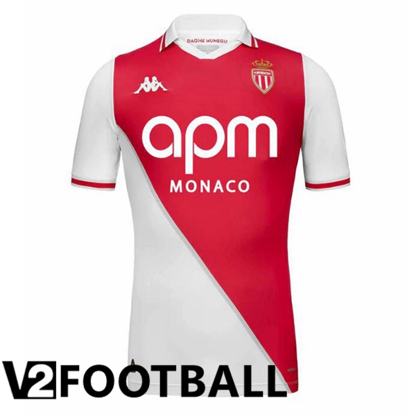 AS Monaco Home Soccer Shirt White Red 2024/2025