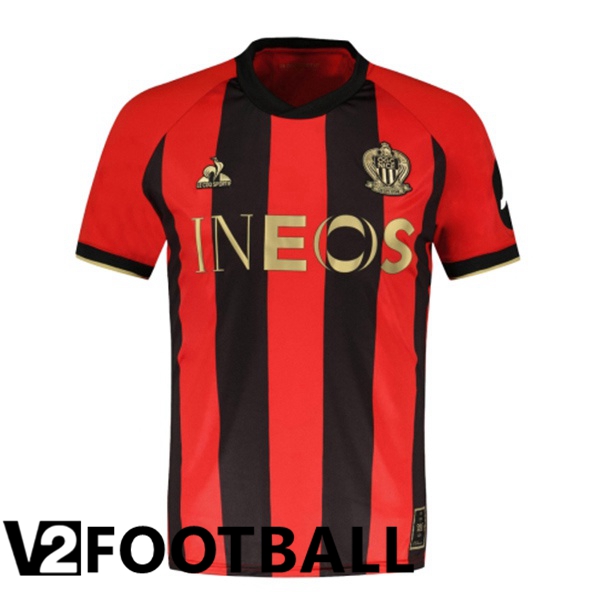 OGC Nice Home Soccer Shirt Red Black 2024/2025