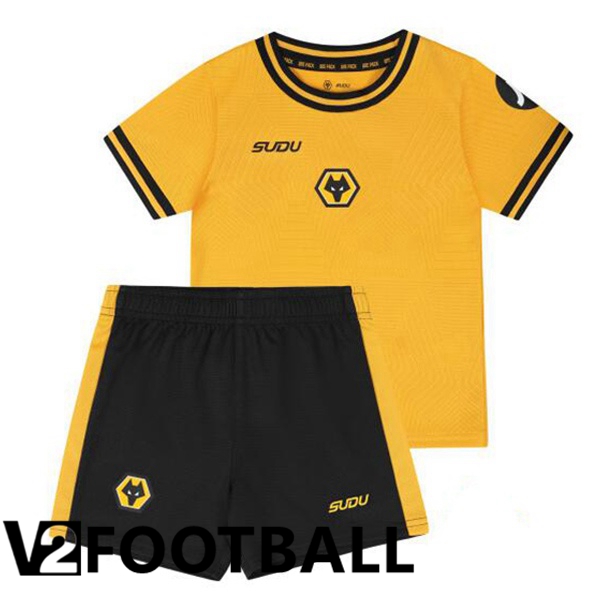 Wolves Kids Home Soccer Shirt Yellow 2024/2025