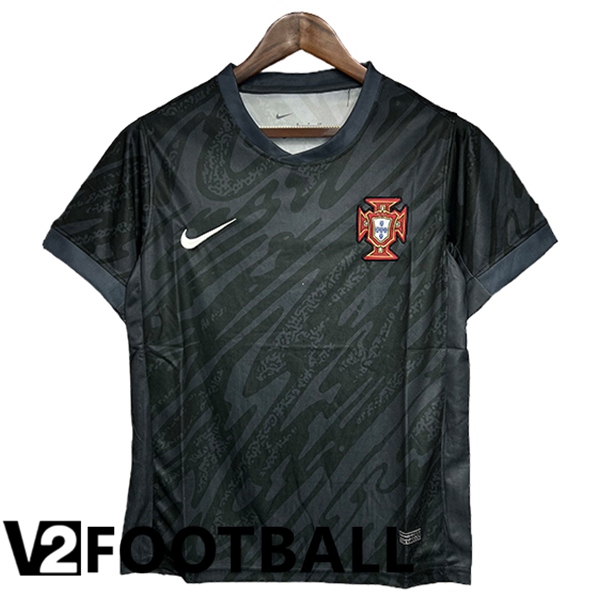 Portugal Goalkeeper Soccer Shirt Black 2024/2025