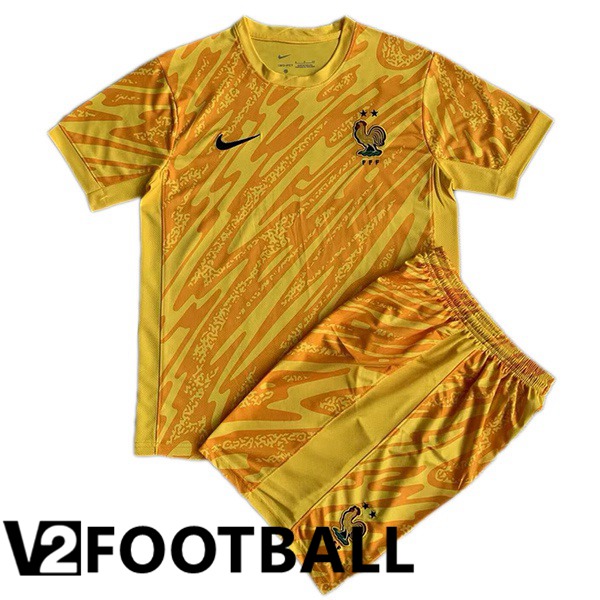 France Kids Goalkeeper Soccer Shirt Yellow 2024/2025