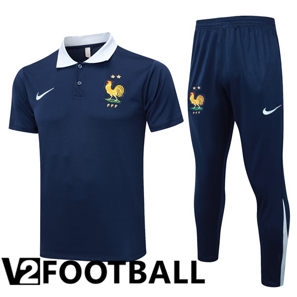 France Soccer Polo + Training Pants Blue Royal 2024/2025