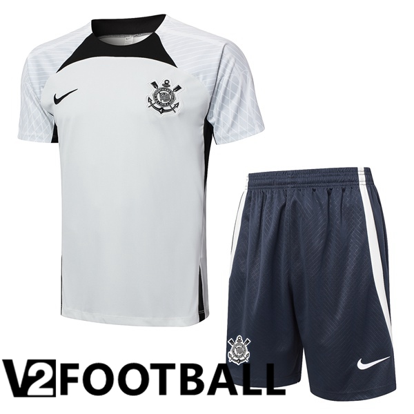 Corinthians kit Training T Shirt + Shorts Grey 2024/2025