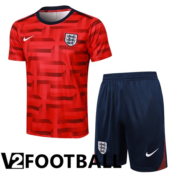 England kit Training T Shirt + Shorts Red 2024/2025