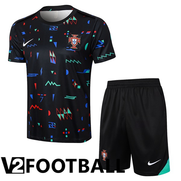 Portugal kit Training T Shirt + Shorts Black 2024/2025