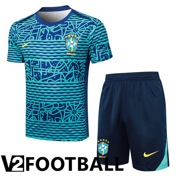 Brazil kit Training T Shirt + Shorts Blue 2024/2025