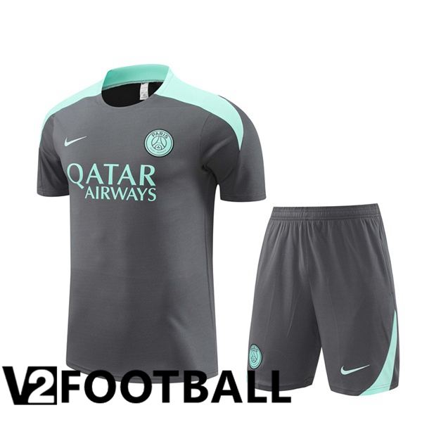 Paris PSG kit Training T Shirt + Shorts Grey 2024/2025