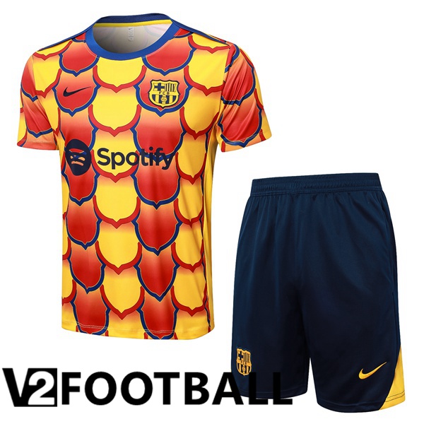 FC Barcelona kit Training T Shirt + Shorts Yellow 2024/2025