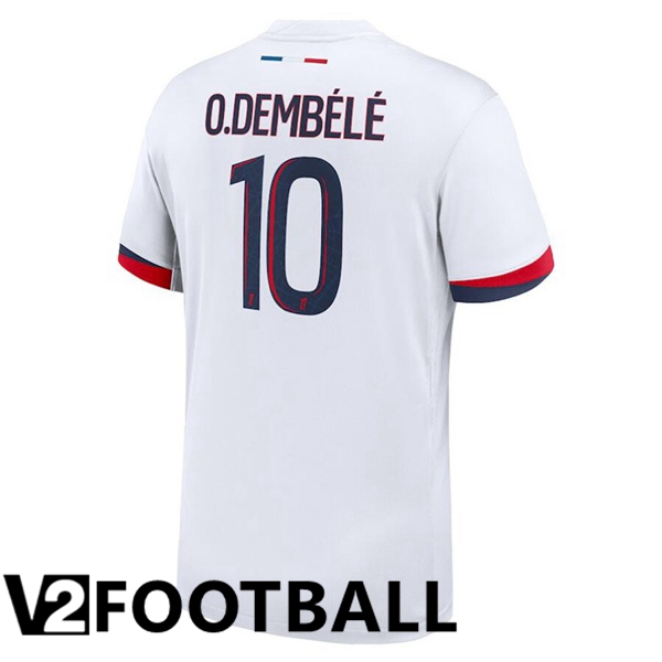 Paris PSG (O.Dembélé 10) Away Soccer Shirt White 2024/2025