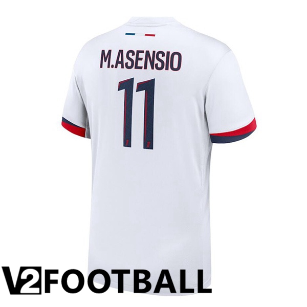 Paris PSG (M.Asensio 11) Away Soccer Shirt White 2024/2025