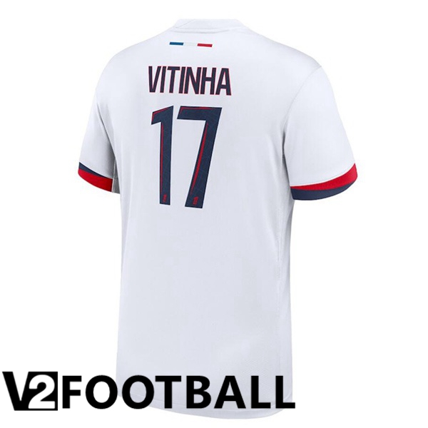 Paris PSG (Vitinha 17) Away Soccer Shirt White 2024/2025