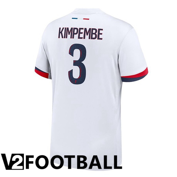 Paris PSG (Kimpembe 3) Away Soccer Shirt White 2024/2025