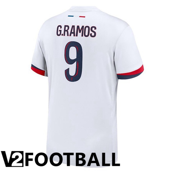 Paris PSG (G.Ramos 9) Away Soccer Shirt White 2024/2025