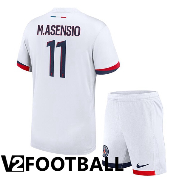 Paris PSG (M.Asensio 11) Kids Away Soccer Shirt White 2024/2025