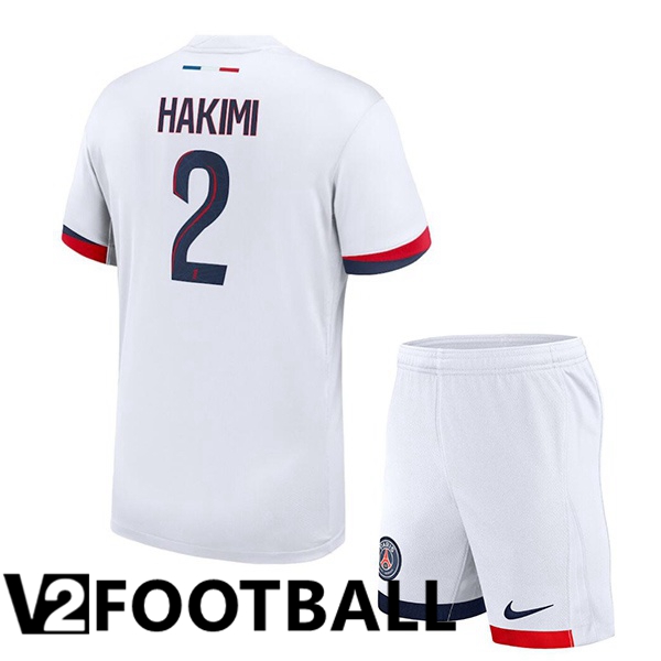 Paris PSG (Hakimi 2) Kids Away Soccer Shirt White 2024/2025
