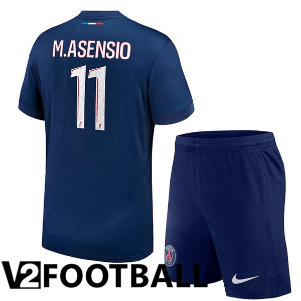 Paris PSG (M.Asensio 11) Kids Home Soccer Shirt Blue Royal 2024/2025