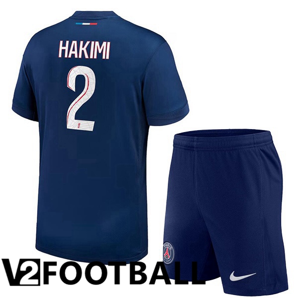 Paris PSG (Hakimi 2) Kids Home Soccer Shirt Blue Royal 2024/2025