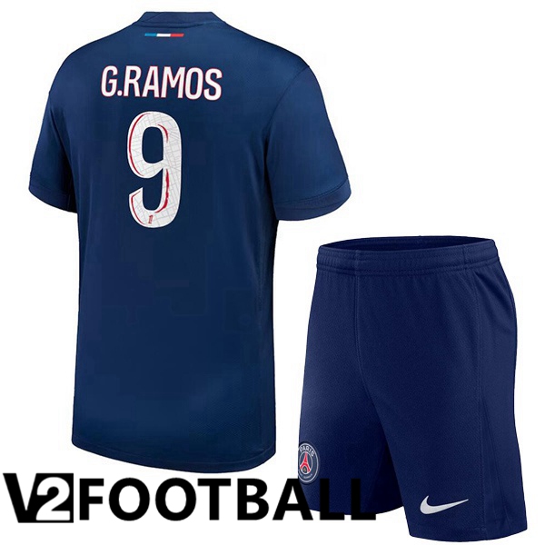 Paris PSG (G.Ramos 9) Kids Home Soccer Shirt Blue Royal 2024/2025