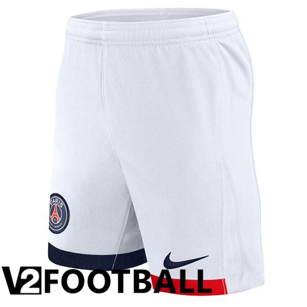 Paris PSG Away Soccer Shorts White 2024/2025