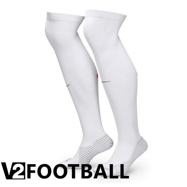 Paris PSG Away Soccer Socks White 2024/2025