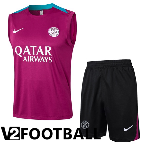 Paris PSG Soccer Vest + Shorts Purple 2024/2025