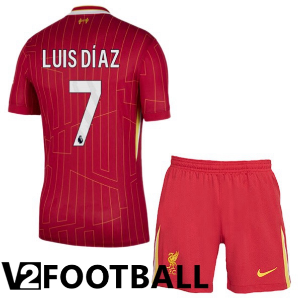 FC Liverpool (LUIS DÍAZ 7) Kids Home Soccer Shirt Red 2024/2025