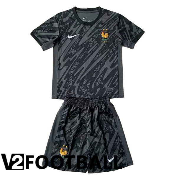 France Kids Goalkeeper Soccer Shirt Black UEFA Euro 2024