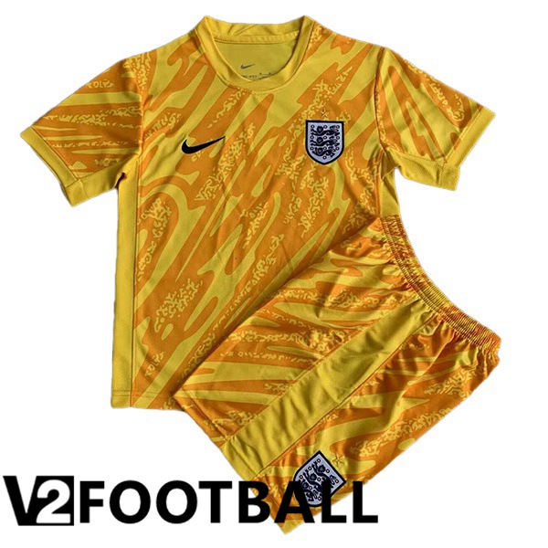 England Kids Goalkeeper Soccer Shirt Yellow UEFA Euro 2024