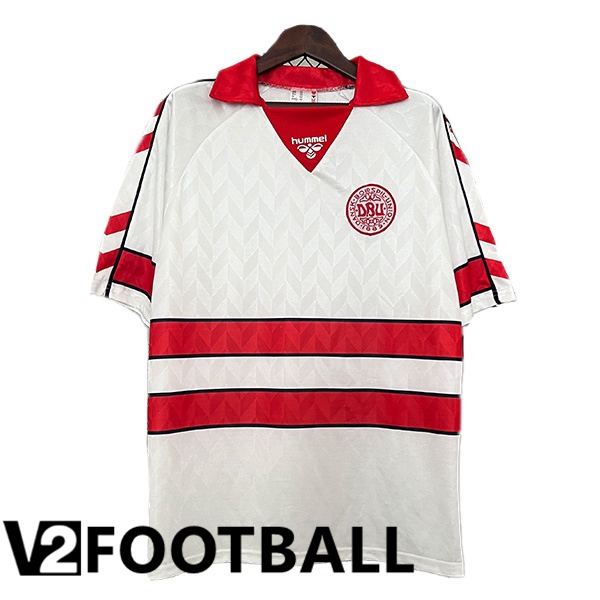 Denmark Retro Away Soccer Shirt White 1988