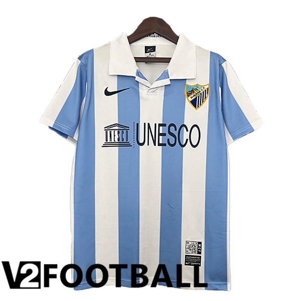Malaga Retro Home Soccer Shirt Blue White 2012-2013