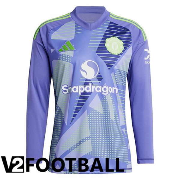 Manchester United Goalkeeper Soccer Shirt Long sleeve Purple 2024/2025