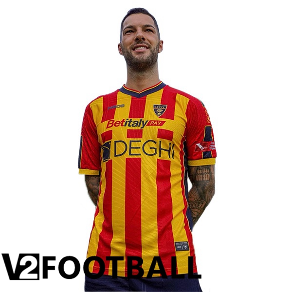 Lecce Home Soccer Shirt Red Yellow 2024/2025