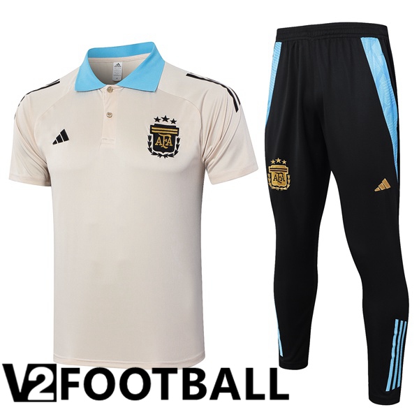 Argentina Soccer Polo + Training Pants Yellow 2024/2025