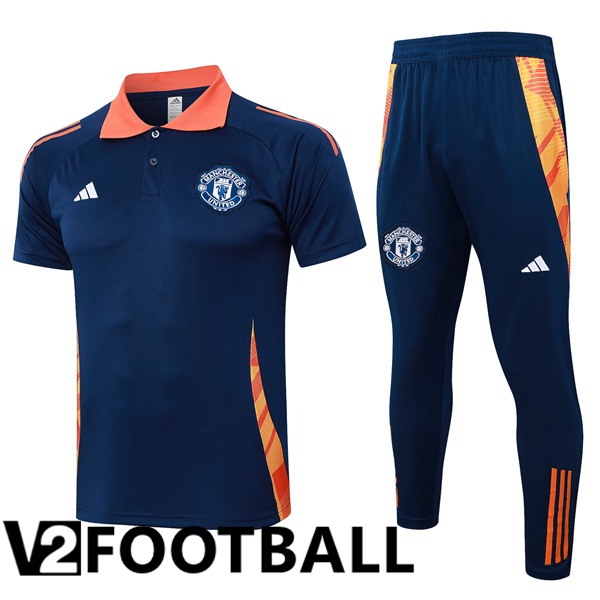 Manchester United Soccer Polo + Training Pants Blue Royal 2024/2025