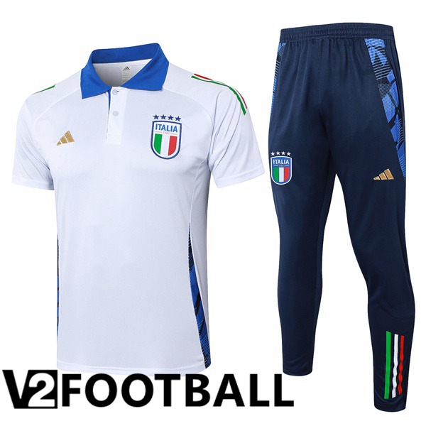 Italy Soccer Polo + Training Pants White 2024/2025