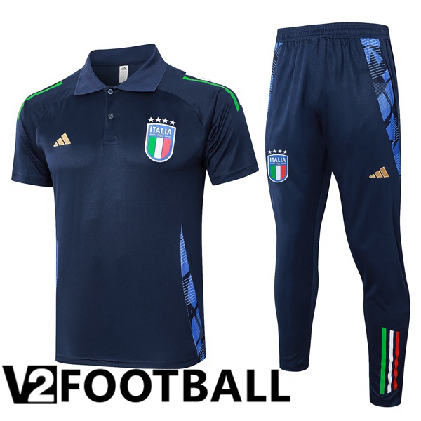 Italy Soccer Polo + Training Pants Blue Royal 2024/2025