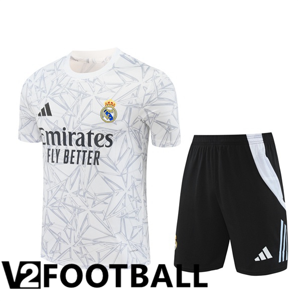 Real Madrid kit Training T Shirt + Shorts White 2024/2025