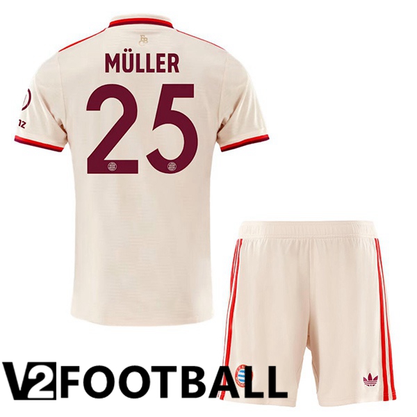 Bayern Munich (Müller 25) Kids Third Soccer Shirt Yellow 2024/2025