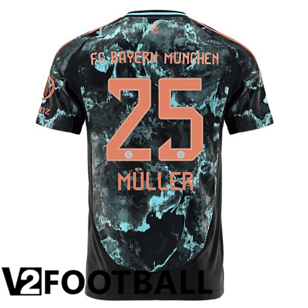 Bayern Munich (Müller 25) Away Soccer Shirt Black 2024/2025