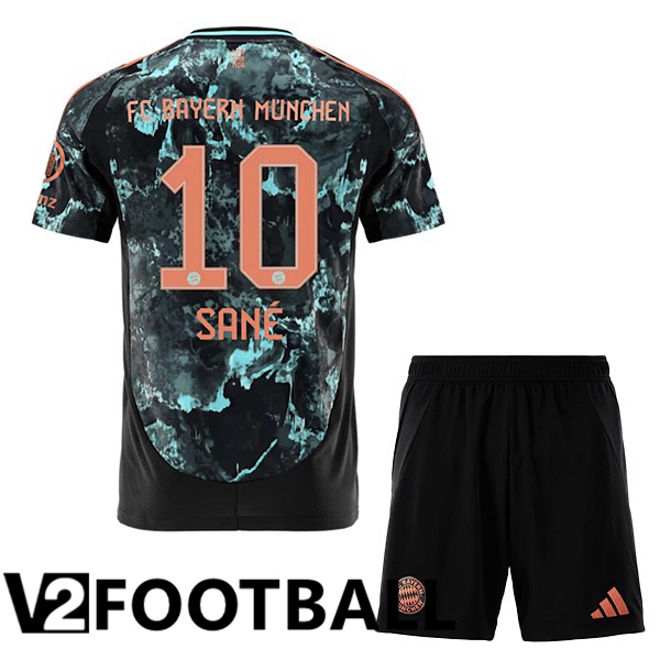 Bayern Munich (Sané 10) Kids Away Soccer Shirt Black 2024/2025