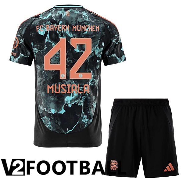 Bayern Munich (Musiala 42) Kids Away Soccer Shirt Black 2024/2025