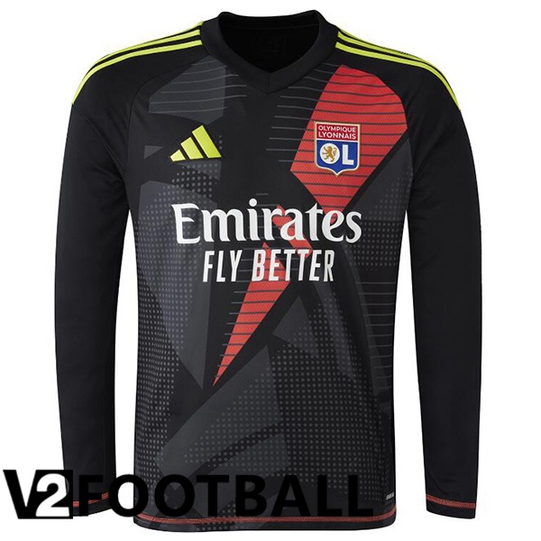 lyon OL Goalkeeper Soccer Shirt Long sleeve Black 2024/2025