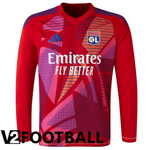 lyon OL Goalkeeper Soccer Shirt Long sleeve Red 2024/2025