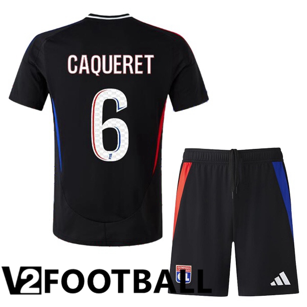 lyon OL (CAQUERET 6) Kids Away Soccer Shirt Black 2024/2025