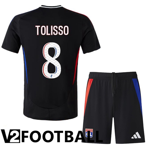 lyon OL (TOLISSO 8) Kids Away Soccer Shirt Black 2024/2025