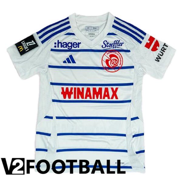 RC Strasbourg Alsace Away Soccer Shirt White 2024/2025