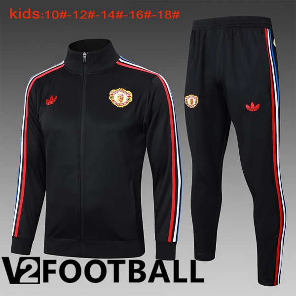 kit Training Jacket Suit Manchester United Kids Black 2024/2025