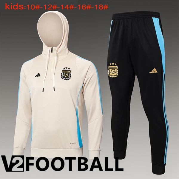 Argentina Kids Training Tracksuit Hoodie Yellow 2024/2025