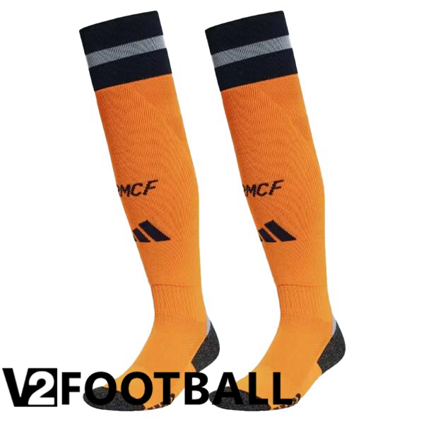 Real Madrid Away Soccer Socks Orange 2024/2025