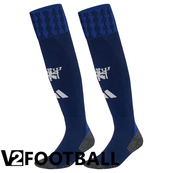 Manchester United Away Soccer Socks Blue 2024/2025